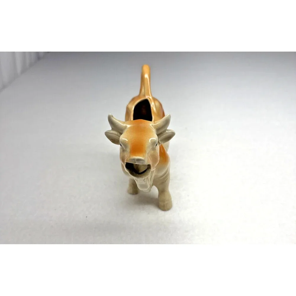 Japan Ceramic Cow Creamer Brown White Milk Pitcher Farmhouse 1950s Vintage